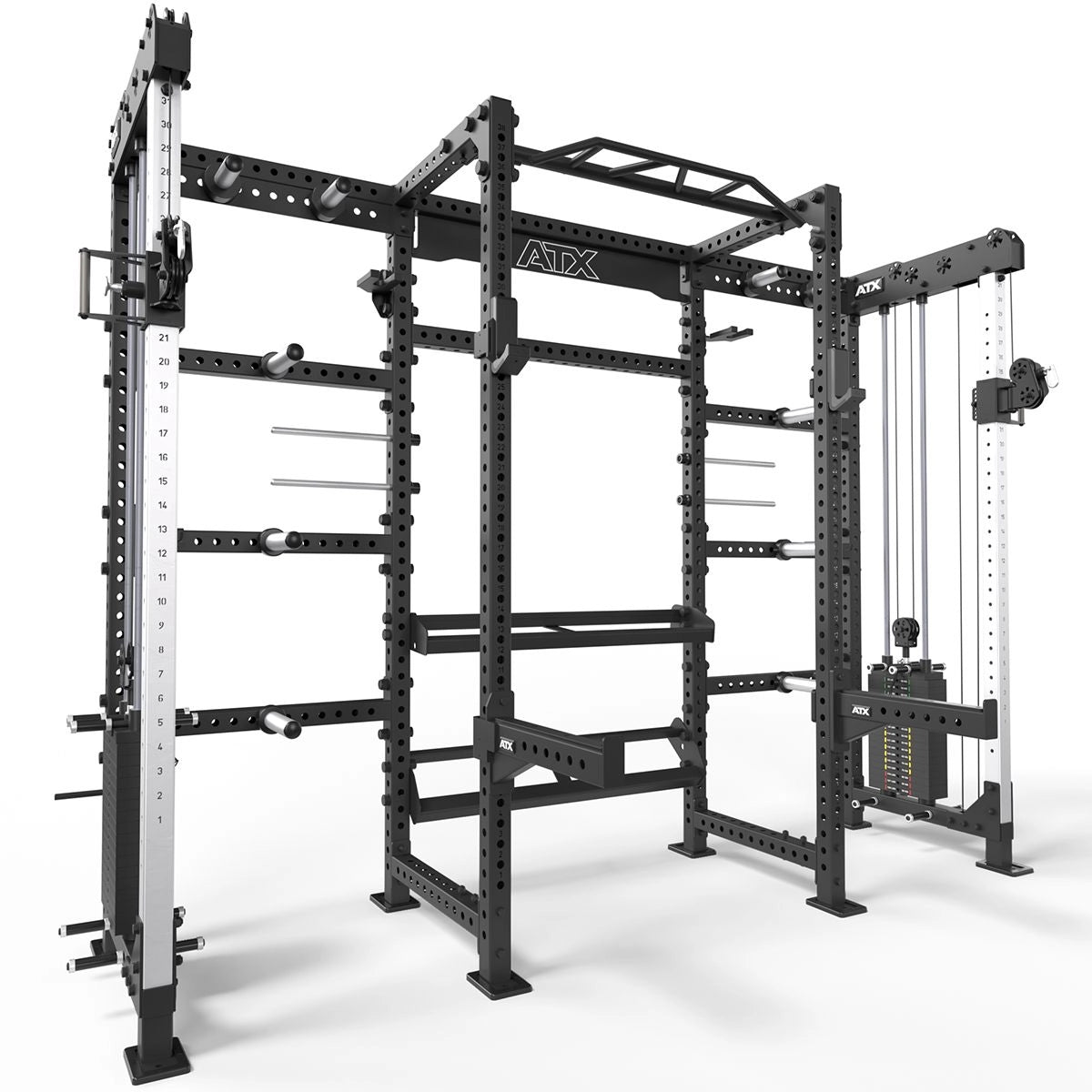 ATX® Cable Cross Rack mit 2 x 90 kg Steckgewichten und vielen Extras - Power Rack mit Kabelzug