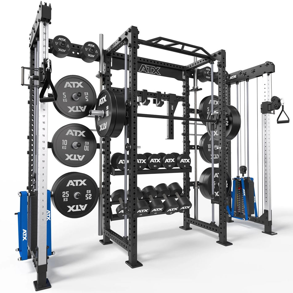 ATX® Cable Cross Rack mit 2 x 90 kg Steckgewichten und vielen Extras - Power Rack mit Kabelzug