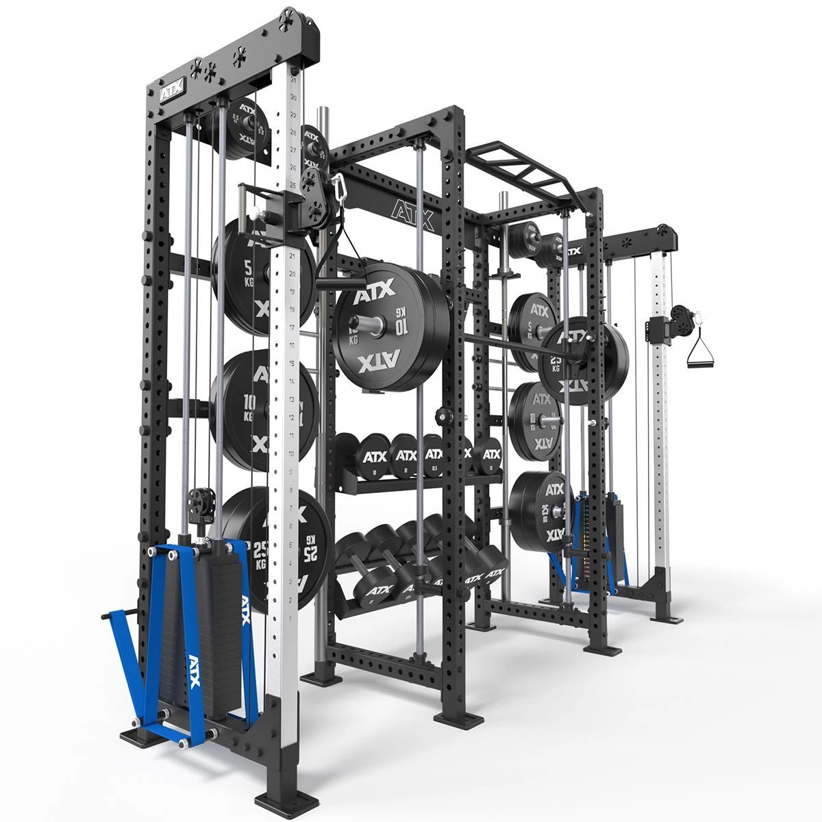 ATX® Cable Cross Rack mit 2 x 90 kg Steckgewichten und vielen Extras - Power Rack mit Kabelzug