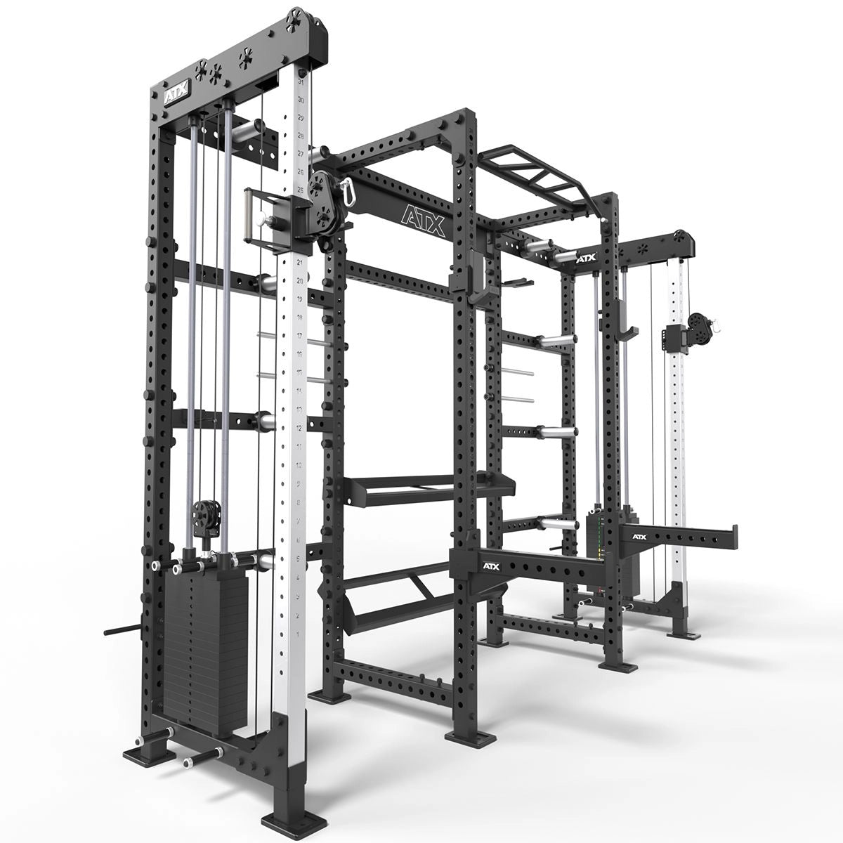 ATX® Cable Cross Rack mit 2 x 90 kg Steckgewichten und vielen Extras - Power Rack mit Kabelzug