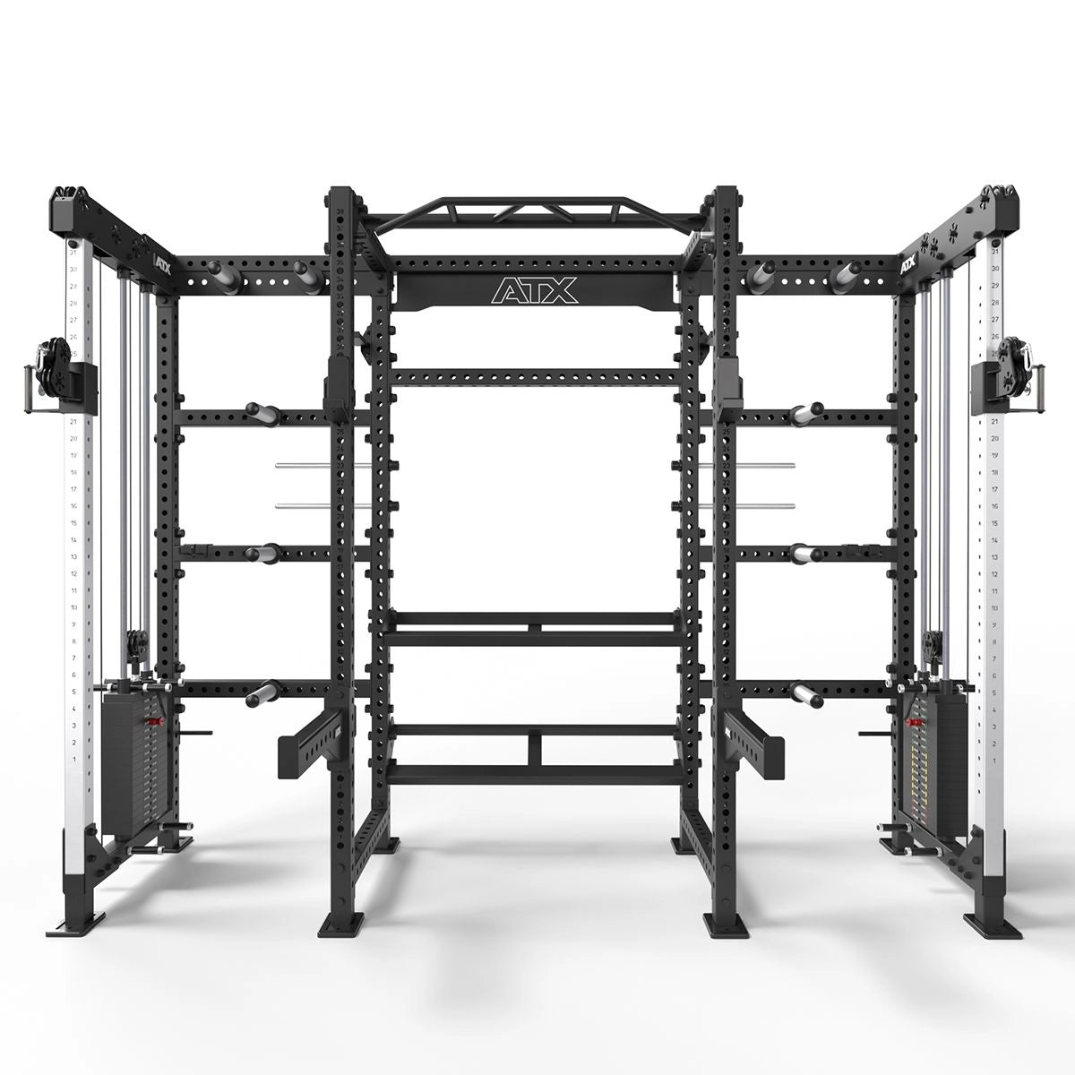 ATX® Cable Cross Rack mit 2 x 90 kg Steckgewichten und vielen Extras - Power Rack mit Kabelzug
