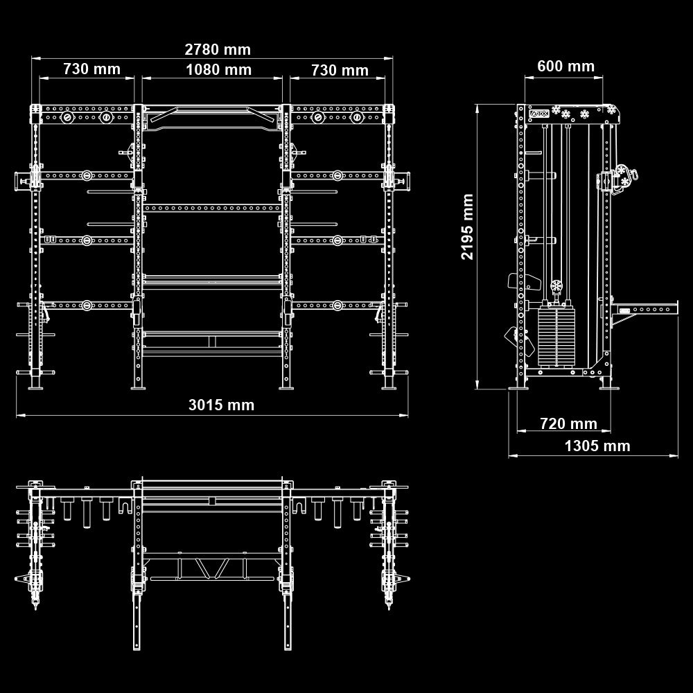 ATX® Cable Cross Rack mit 2 x 90 kg Steckgewichten und vielen Extras - Power Rack mit Kabelzug