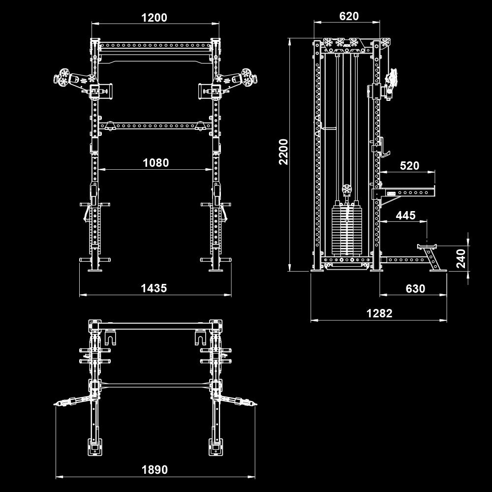 ATX® Cable Half Rack mit 2 x 90 kg Steckgewichten - Half Rack mit Dual Kabelzug