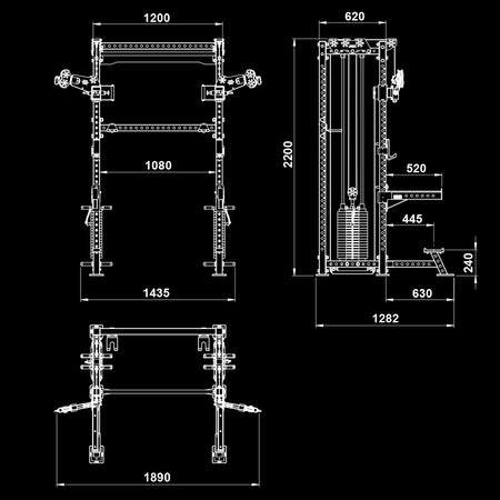 ATX® Cable Half Rack mit 2 x 90 kg Steckgewichten - Half Rack mit Dual Kabelzug