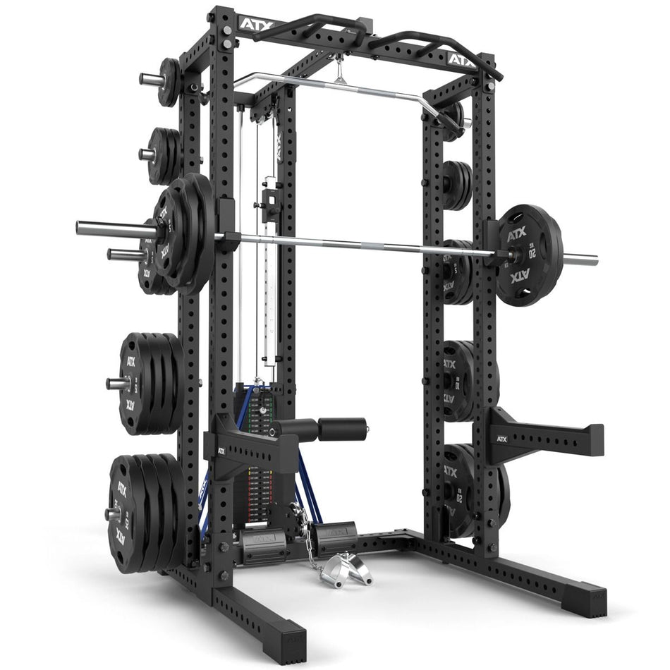 ATX® Half Rack 780 mit Extension und Latzug inkl. Steckgewichte - Half Rack mit Kabelzug