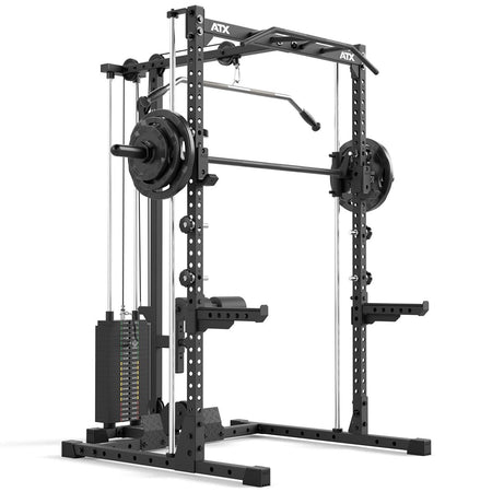ATX® Half Rack - Komplettset 510 mit Latzug - Steckgewichte und Multipresse - Höhe 196 cm - Half Rack mit Latzug (Stack Weight) + Multipresse