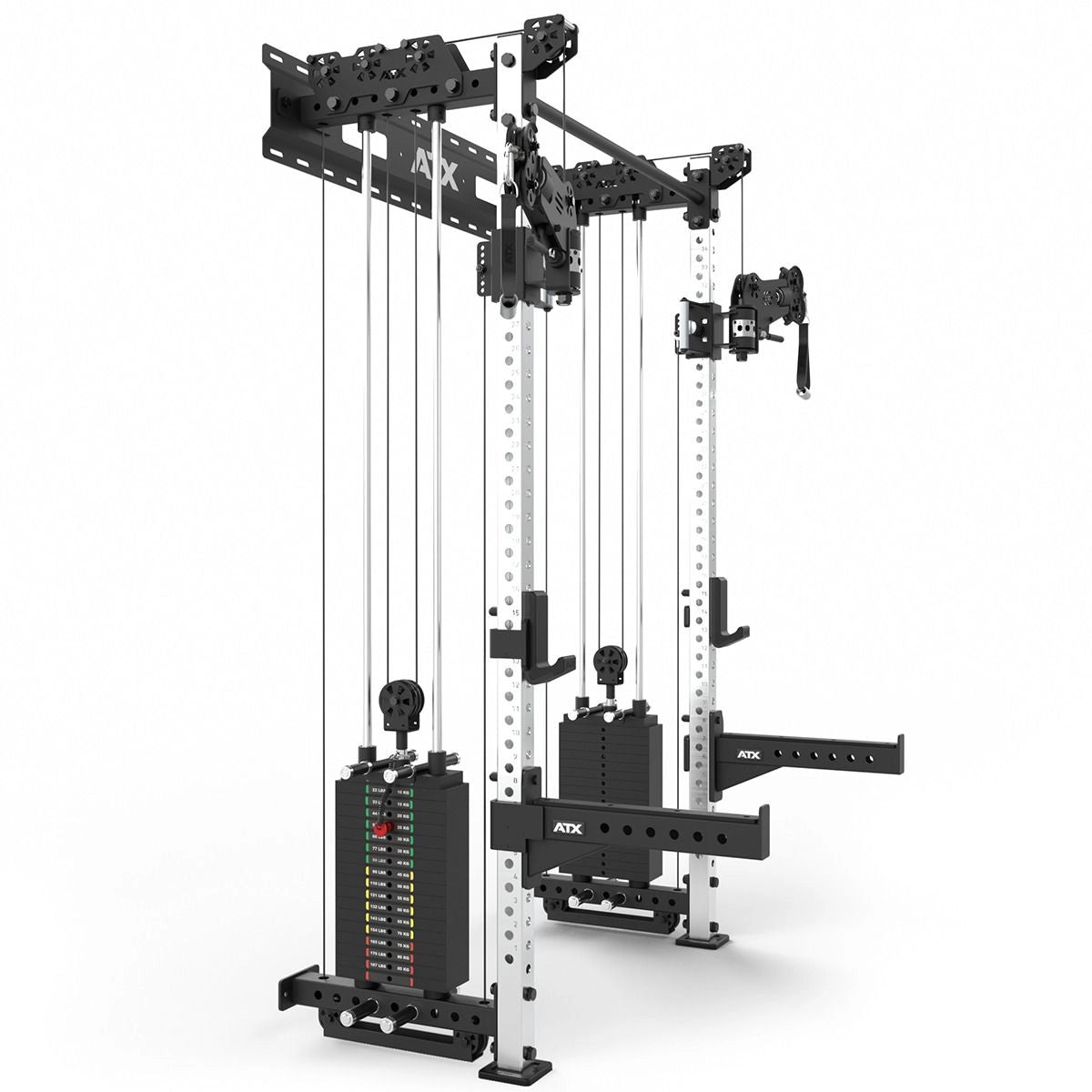 ATX® Half Rack - Zugstation mit 2 x 90 kg Steckgewichten - Wandbefestigung - Half Rack mit Kabelzug