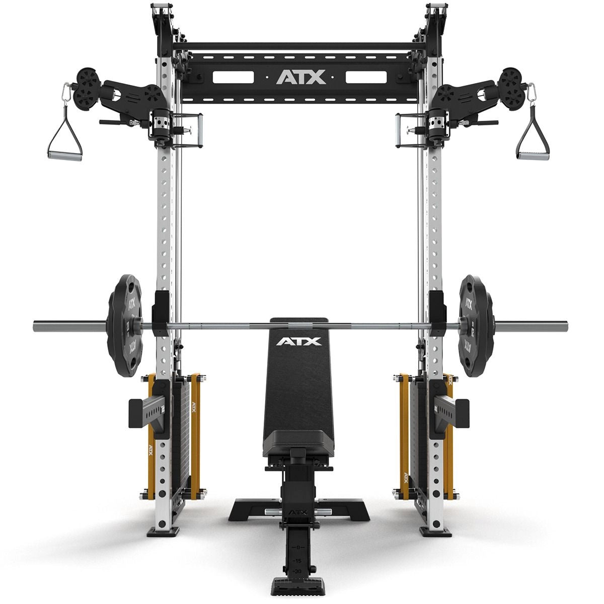ATX® Half Rack - Zugstation mit 2 x 90 kg Steckgewichten - Wandbefestigung - Half Rack mit Kabelzug