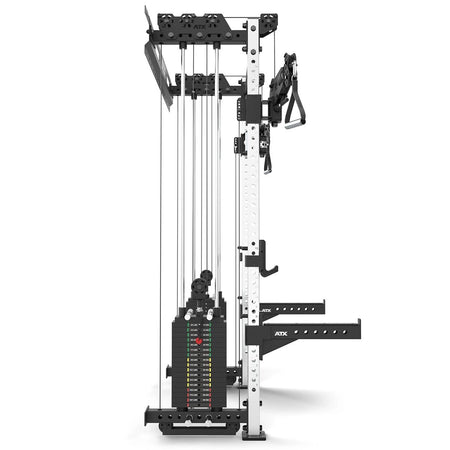 ATX® Half Rack - Zugstation mit 2 x 90 kg Steckgewichten - Wandbefestigung - Half Rack mit Kabelzug