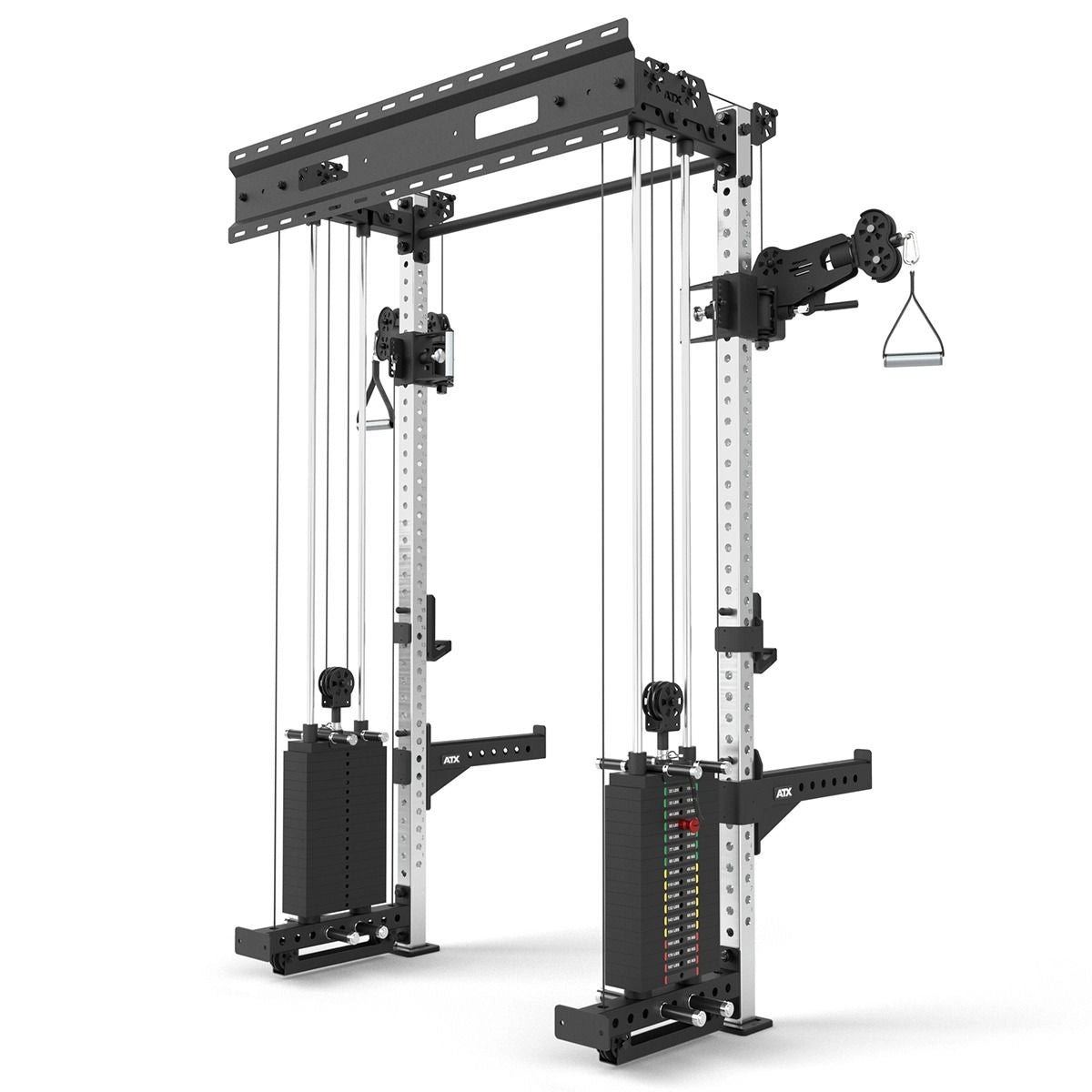 ATX® Half Rack - Zugstation mit 2 x 90 kg Steckgewichten - Wandbefestigung - Half Rack mit Kabelzug