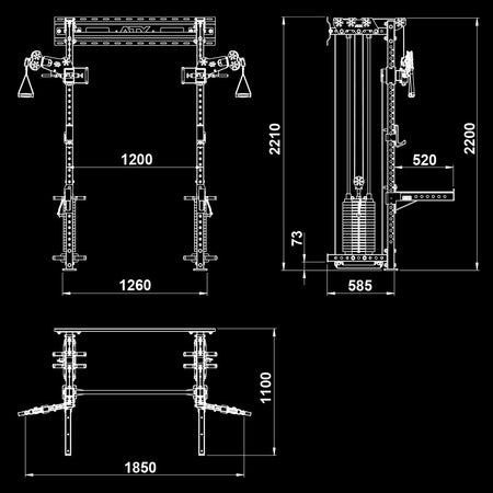 ATX® Half Rack - Zugstation mit 2 x 90 kg Steckgewichten - Wandbefestigung - Half Rack mit Kabelzug