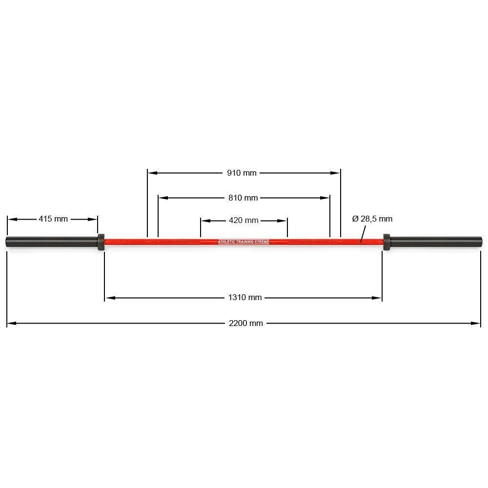 ATX® Multi Power Bar 220 cm x 50 mm - Cerakote (Fire Red) - Olympische Langhantelstange
