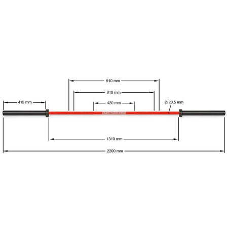 ATX® Multi Power Bar 220 cm x 50 mm - Cerakote (Fire Red) - Olympische Langhantelstange