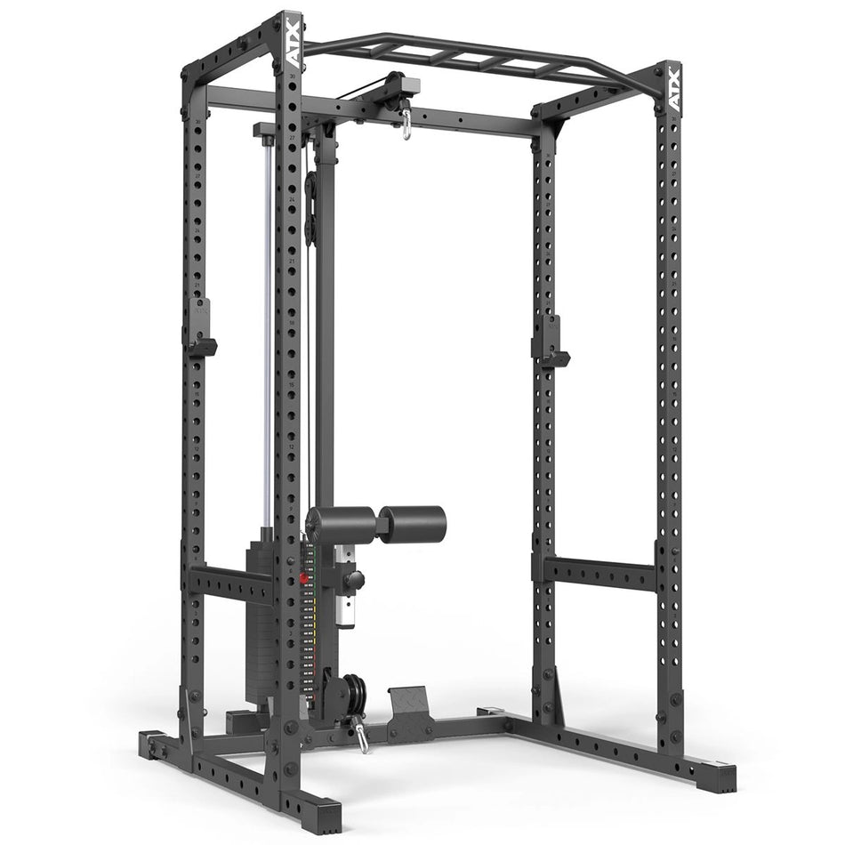 ATX® Power Rack 510 Komplettstation mit Latzugstation 100 kg Steckgewichte - Höhe 198 cm - Power Rack mit Kabelzug
