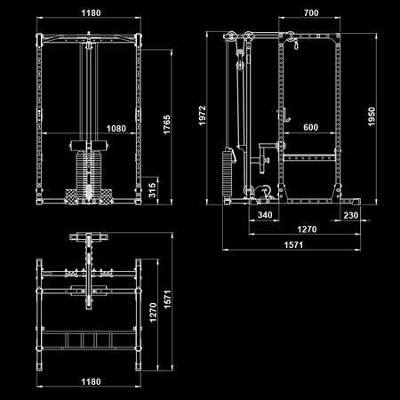 ATX® Power Rack 510 Komplettstation mit Latzugstation 100 kg Steckgewichte - Höhe 198 cm - Power Rack mit Kabelzug