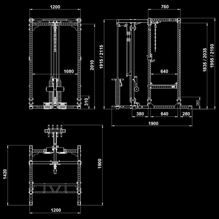 ATX® Power Rack 640 mit Latzug 115 kg Steckgewichte - Höhe 195 cm - Power Rack mit Kabelzug