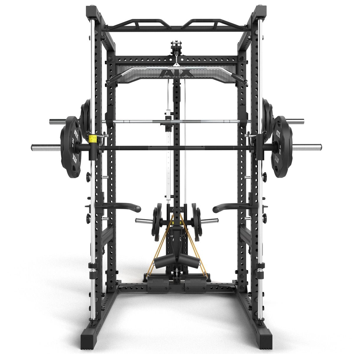 ATX® Power Rack Komplettsystem mit Latzug - Plate Load + Multipresse - Power Rack mit Kabelzug