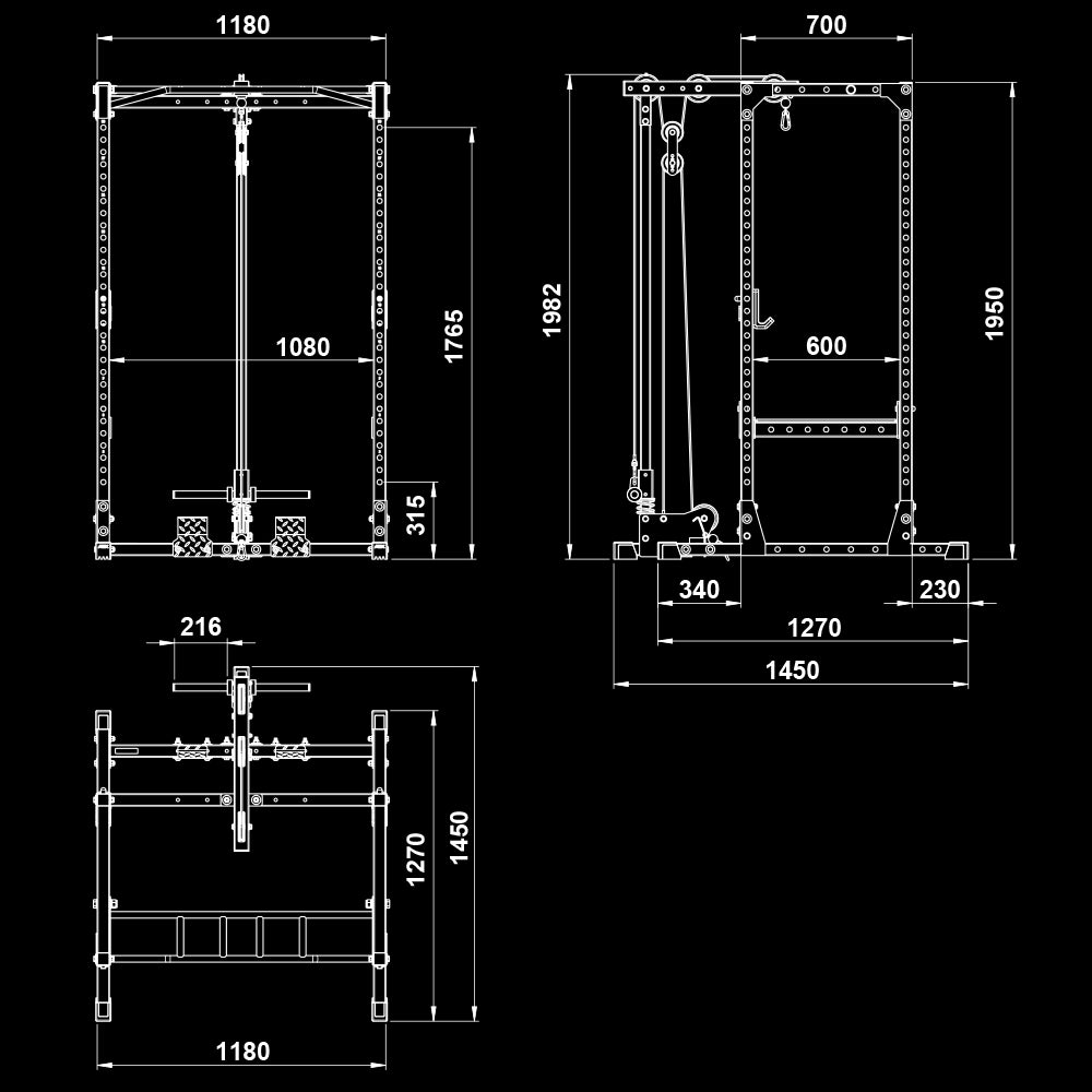 ATX® Power Rack PRX - 510 mit Latzugstation Plate Load - Höhe 198 cm - Power Rack mit Kabelzug