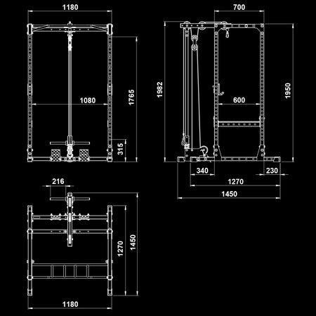 ATX® Power Rack PRX - 510 mit Latzugstation Plate Load - Höhe 198 cm - Power Rack mit Kabelzug