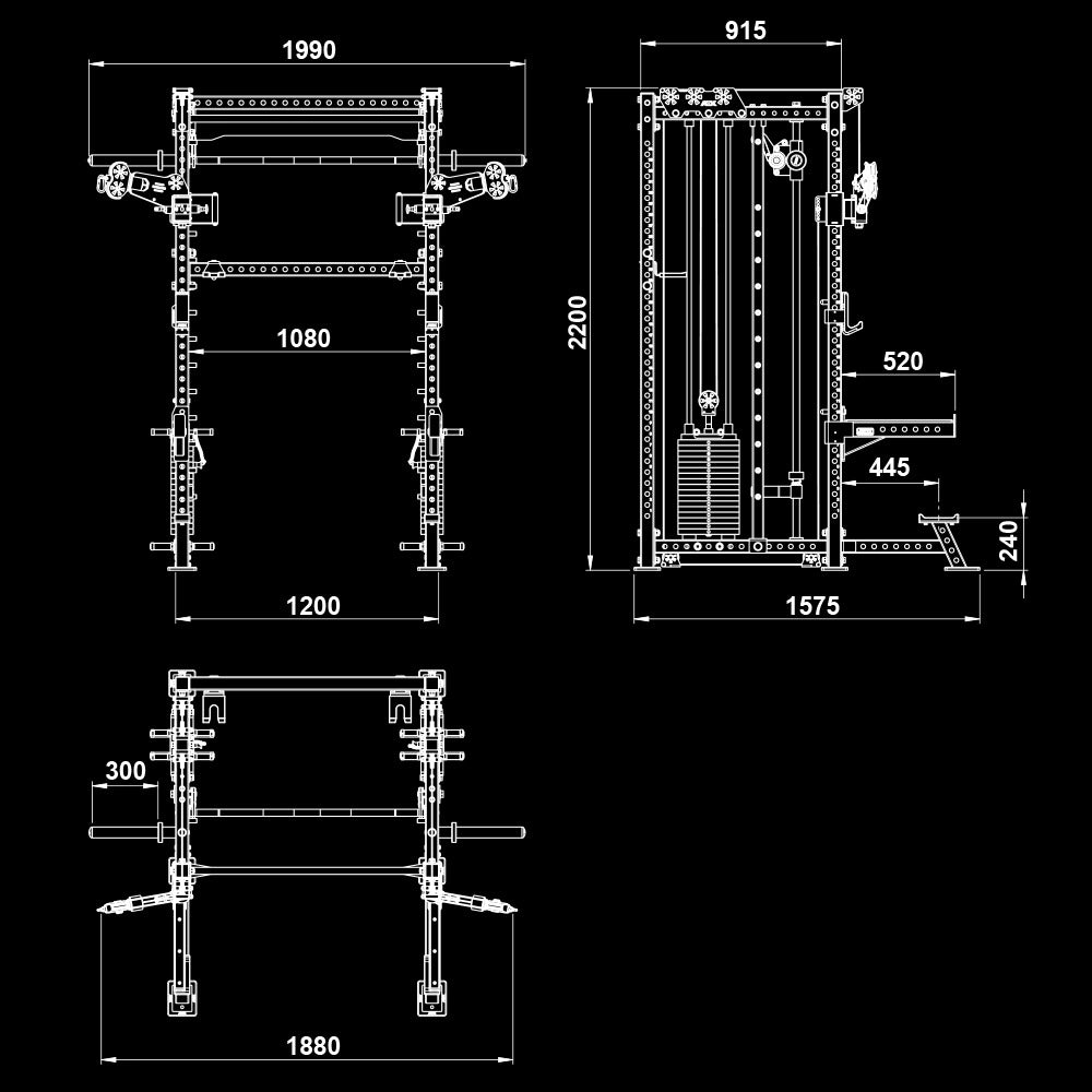 ATX® Rack - Zugstation mit Multipresse - Freistehend - Half Rack mit Dual Kabelzug + Multipresse