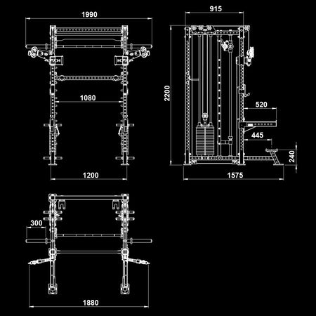 ATX® Rack - Zugstation mit Multipresse - Freistehend - Half Rack mit Dual Kabelzug + Multipresse